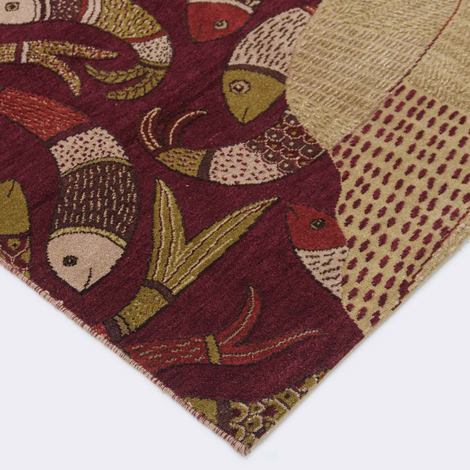 Matsya Tat Hand Knotted Woollen And Viscose Rug