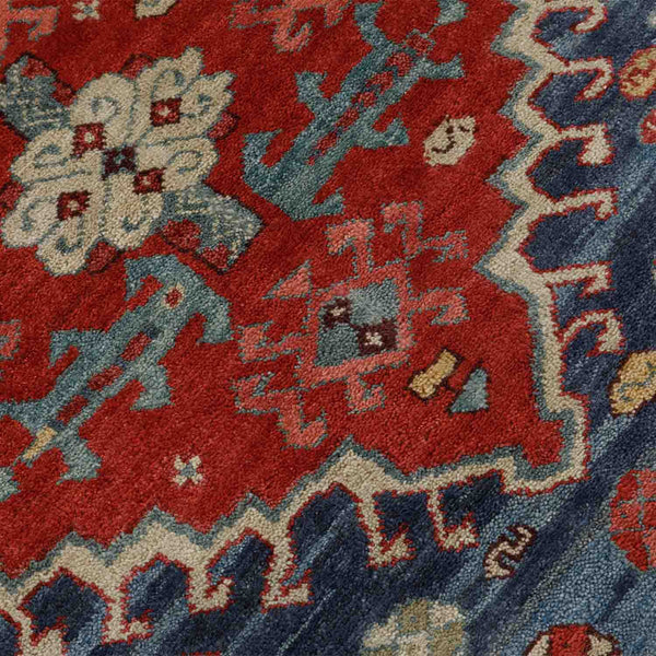 Twin Medallion Field Hand Knotted Wool Rug
