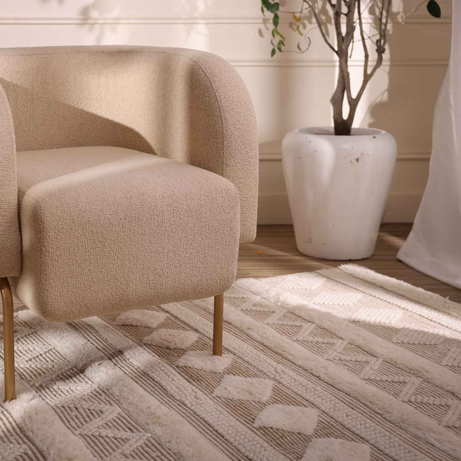 Diamond Flat Weave Wool And Jute Dhurrie