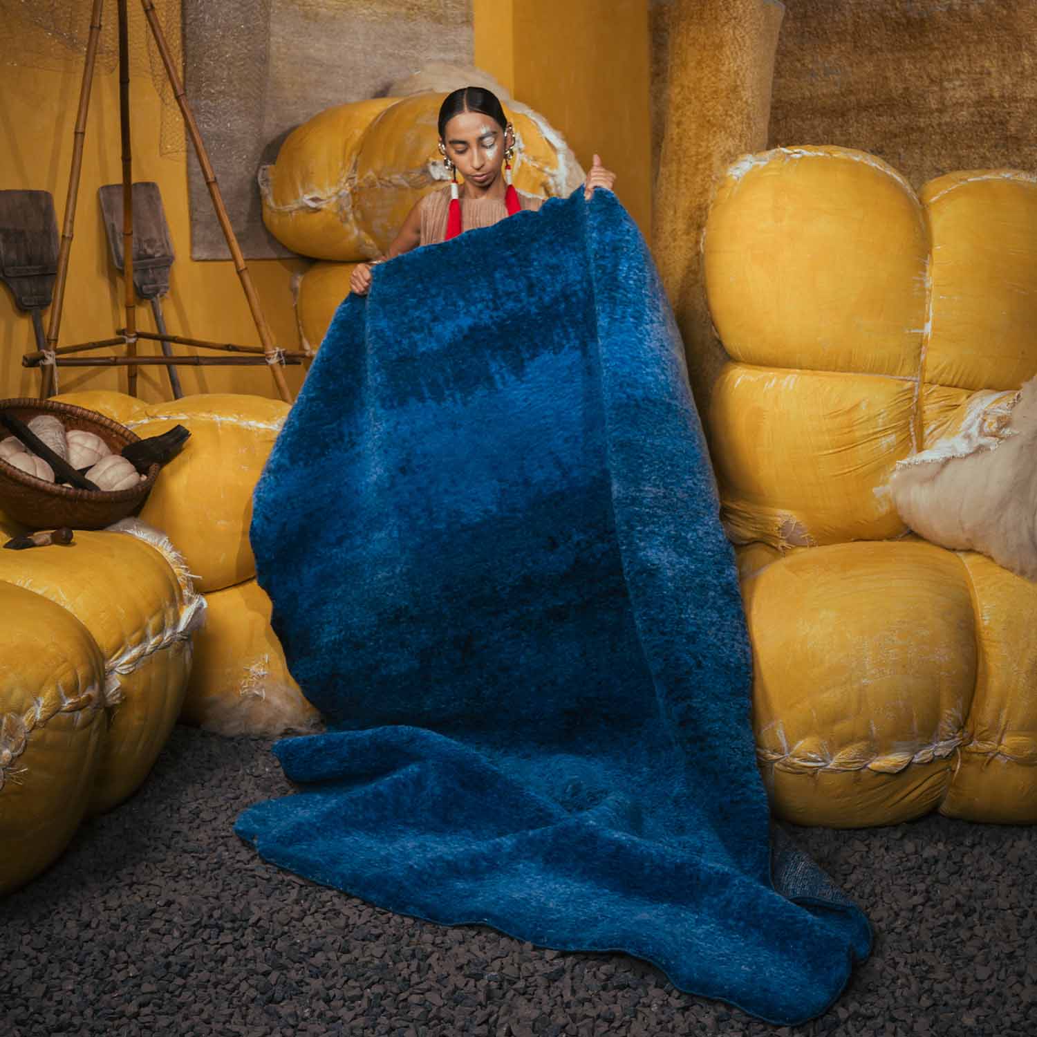 Azure Hand Knotted Woollen And Silk Rug