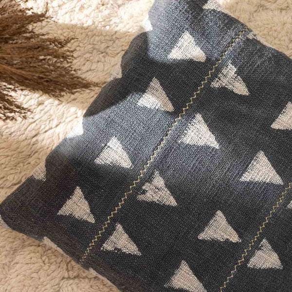 Neela block printed cotton slub cushion cover by Obeetee - full view