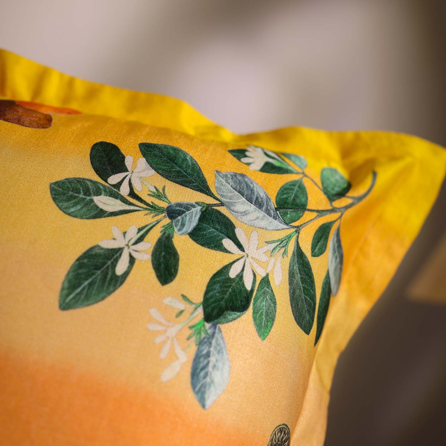 Golden Grove Digital Printed Woollen And Silk Cushion By Mariella Ienna