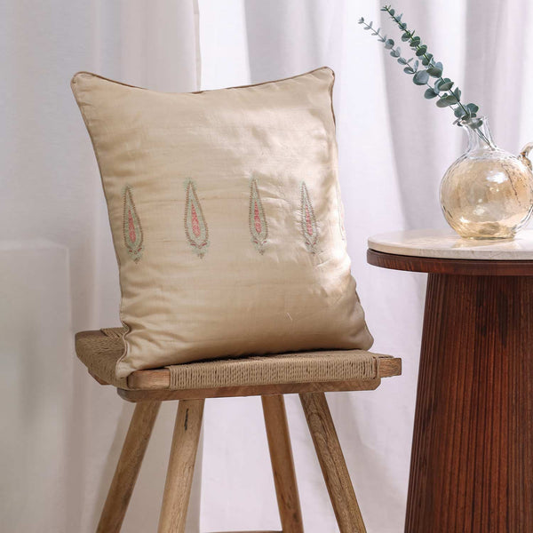 Raqeeb silk block printed cushion cover by Obeetee - full view