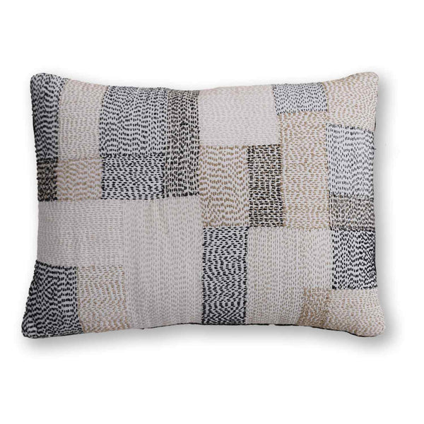 Patch Kantha Stitch cushion cover by Abraham and Thakore for Obeetee - full view