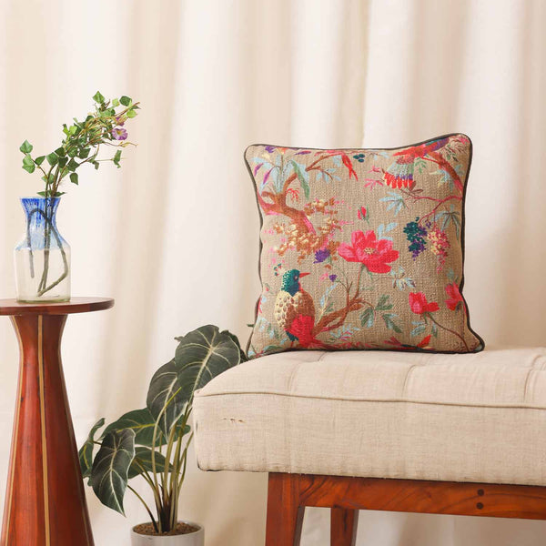 Parinda digital printed handloom cotton cushion cover by Obeetee - full view