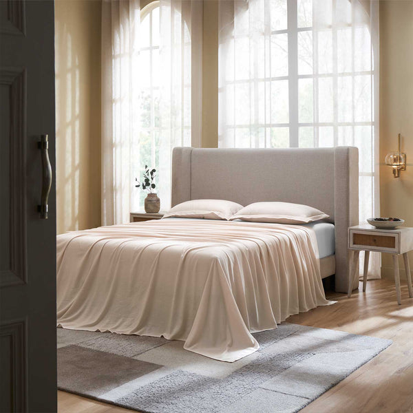 Peony linen bedsheet set by Obeetee - full view
