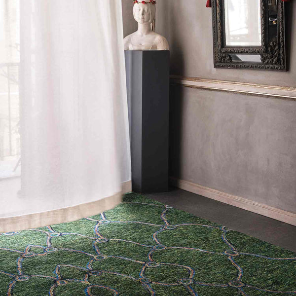 Giusta Peacock Colour Hand Tufted Woollen Rug By Mariella Ienna