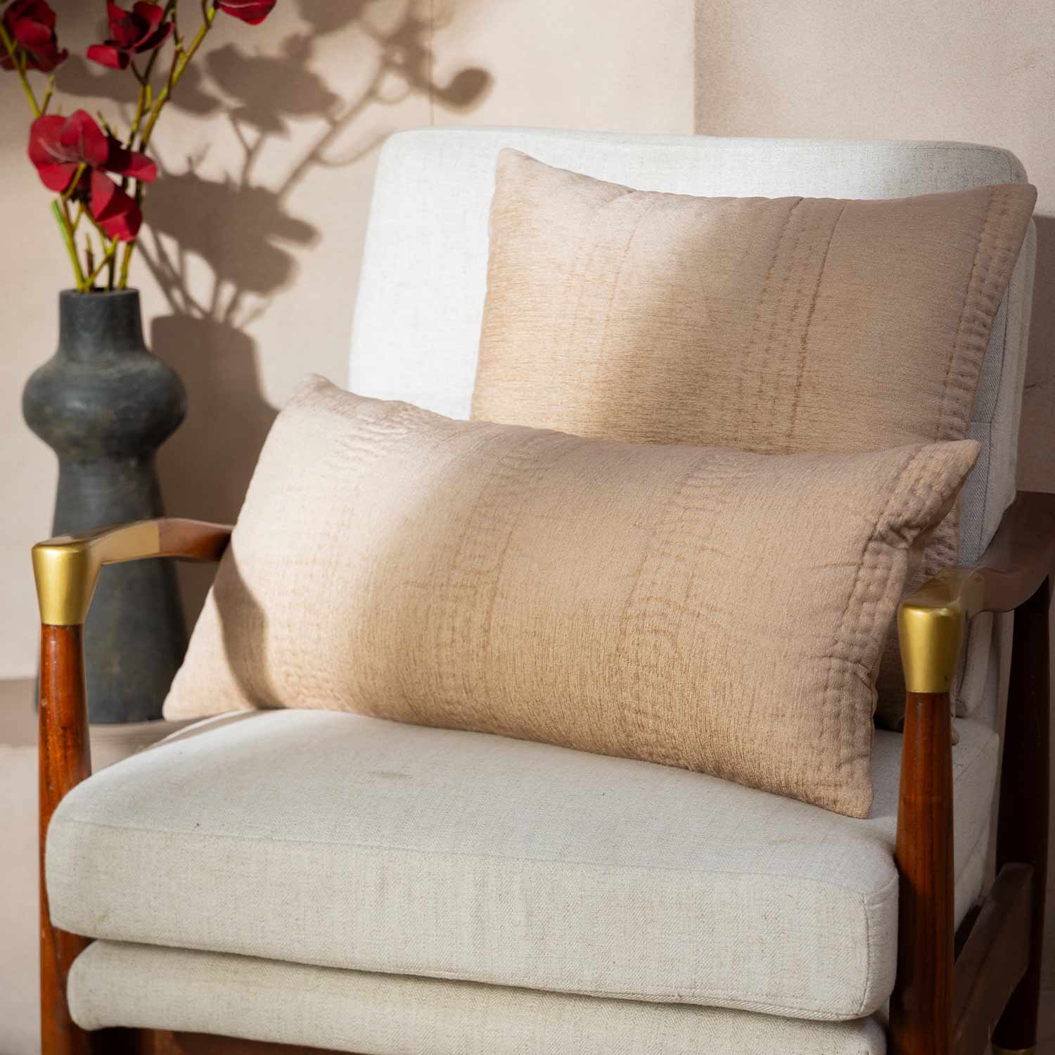 Hand Quilted Natural dyed Karhira Lumbar Cushion Cover