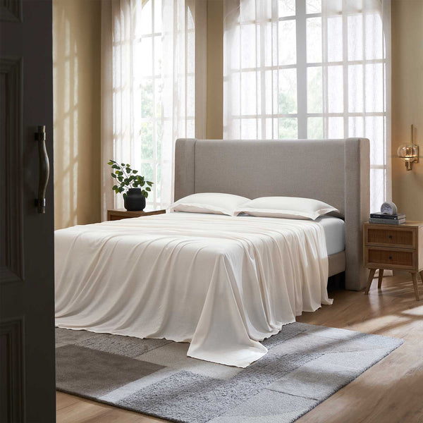 Dahlia linen bedsheet set by Obeetee - full view