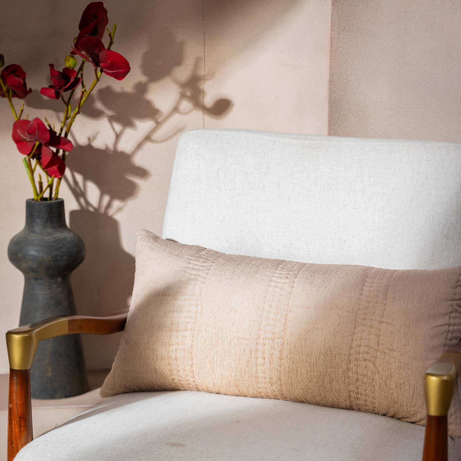 Hand Quilted Natural dyed Karhira Lumbar Cushion Cover