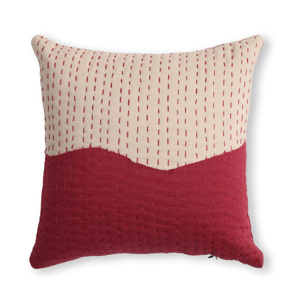 Ru By Dune Kantha rag stitch cushion cover by Abraham and Thakore for Obeetee - angle view