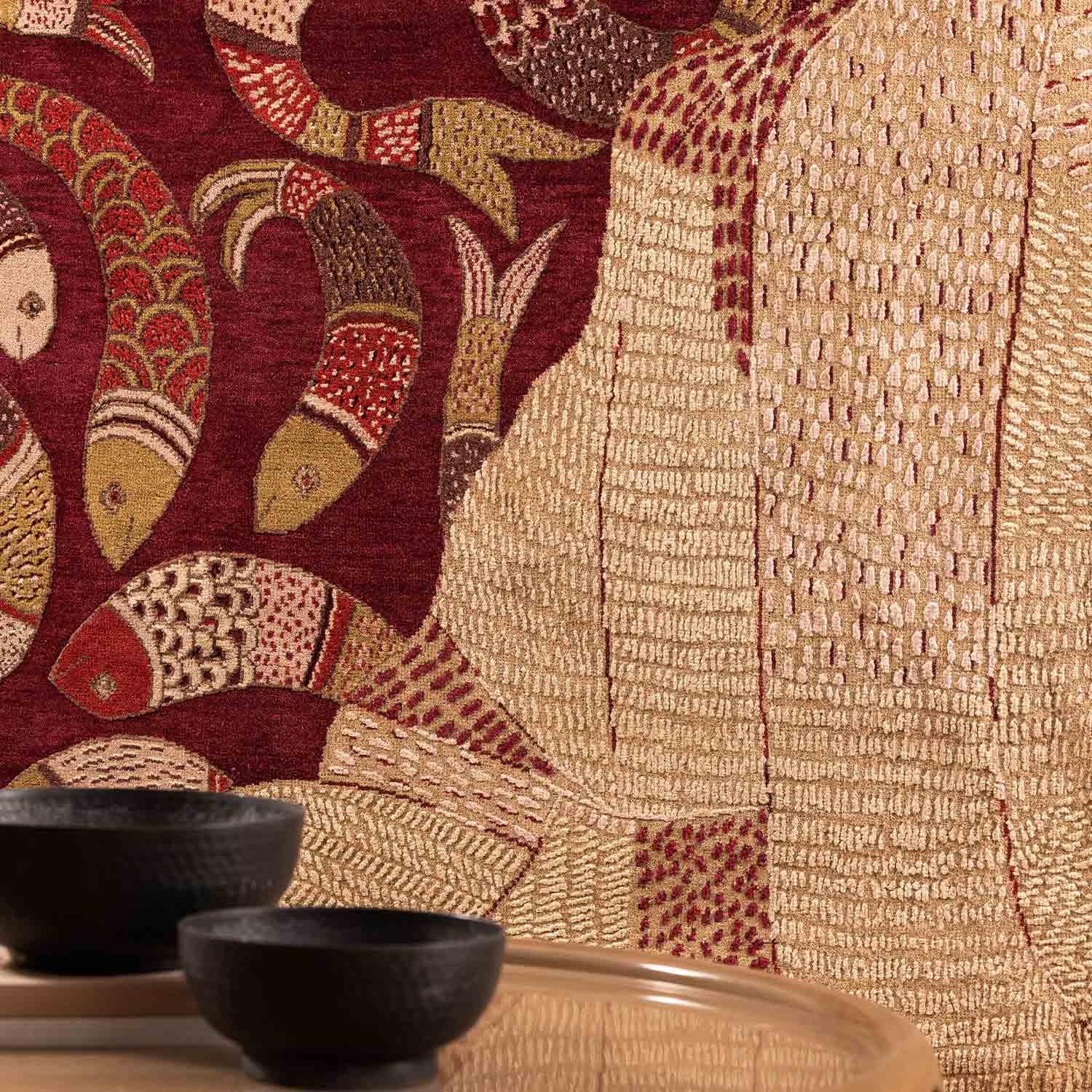 Matsya Tat Hand Knotted Woollen And Viscose Rug
