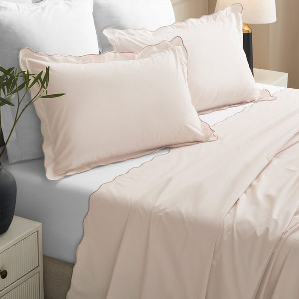 Camelia cotton percale bedsheet set by Obeetee - styled view