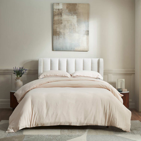 Rose linen duvet cover set by Obeetee - styled view