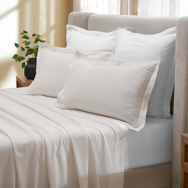 Dahlia linen bedsheet set by Obeetee - styled view