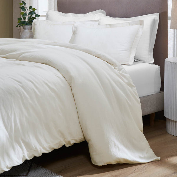 Terra linen duvet cover set by Obeetee - styled view