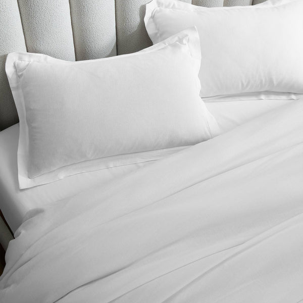 Pearl linen duvet cover set by Obeetee - styled view