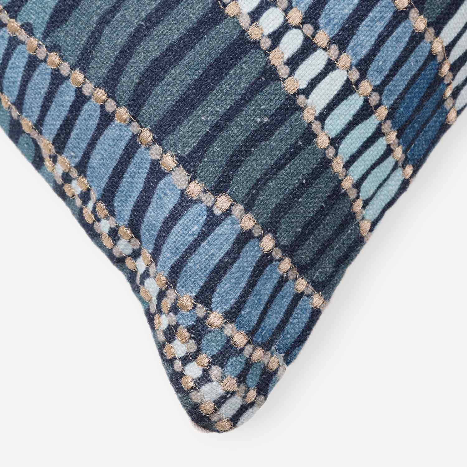 Cobalt Echoes Digital Printed Cotton Lumber Cushion Cover