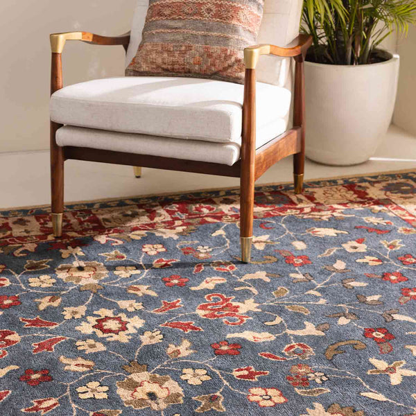 Tianlu hand tufted woollen rug from Silk Route by Obeetee - styled view