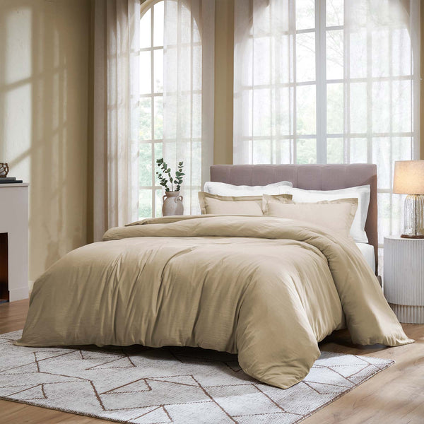 Shell linen duvet cover set by Obeetee - styled view