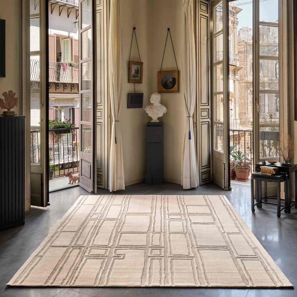 Svincoli Double Back Handloom Woollen And Viscose Rug By Mariella Ienna