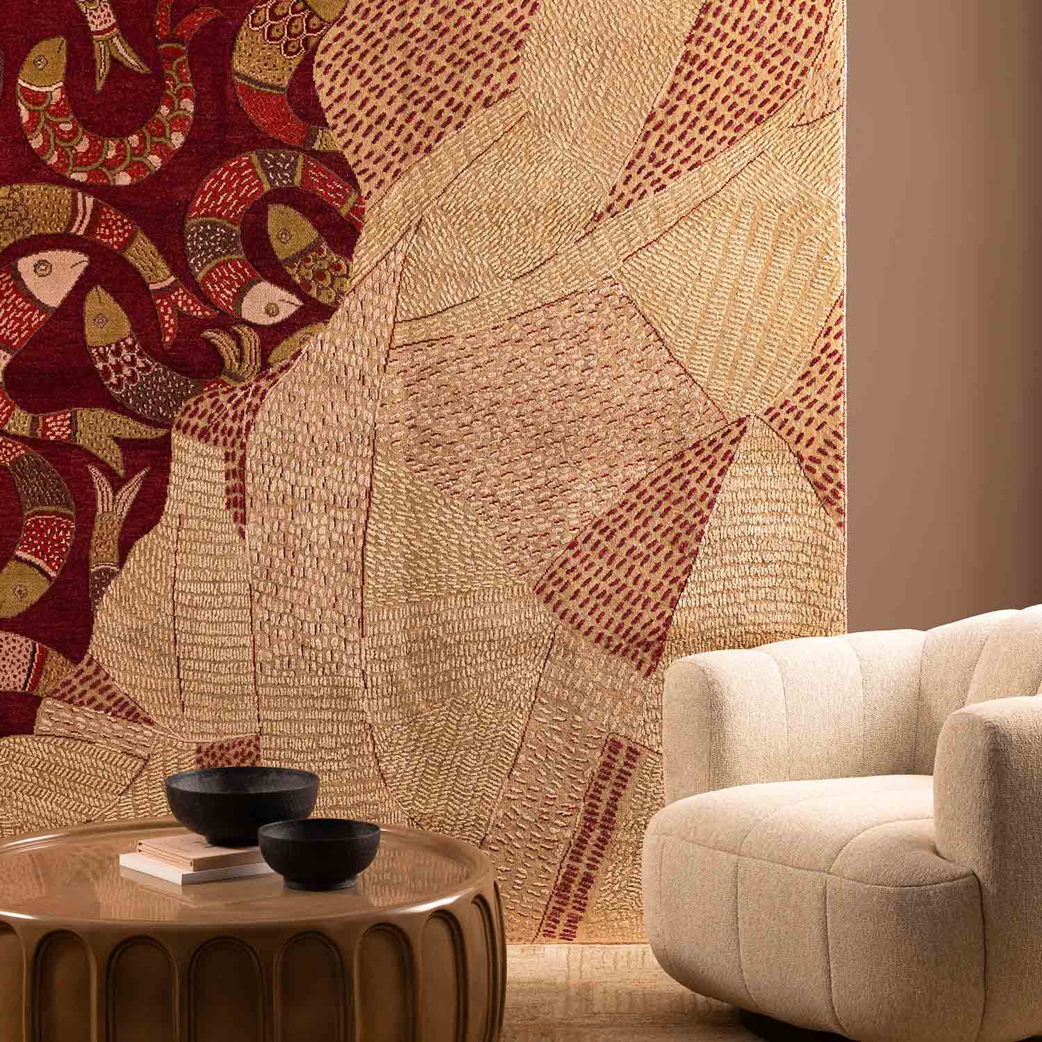 Matsya Tat Hand Knotted Woollen And Viscose Rug