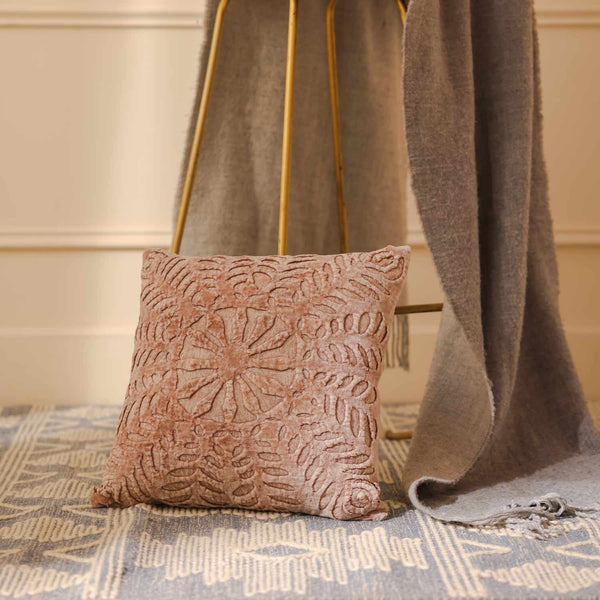 Nebula cutwork velvet cushion cover from Terra collection by Obeetee - full view