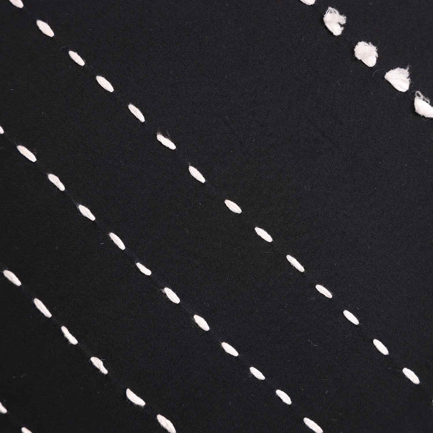Black Twinkle Kantha Rag Stitch Cushion Cover By Abraham and Thakore