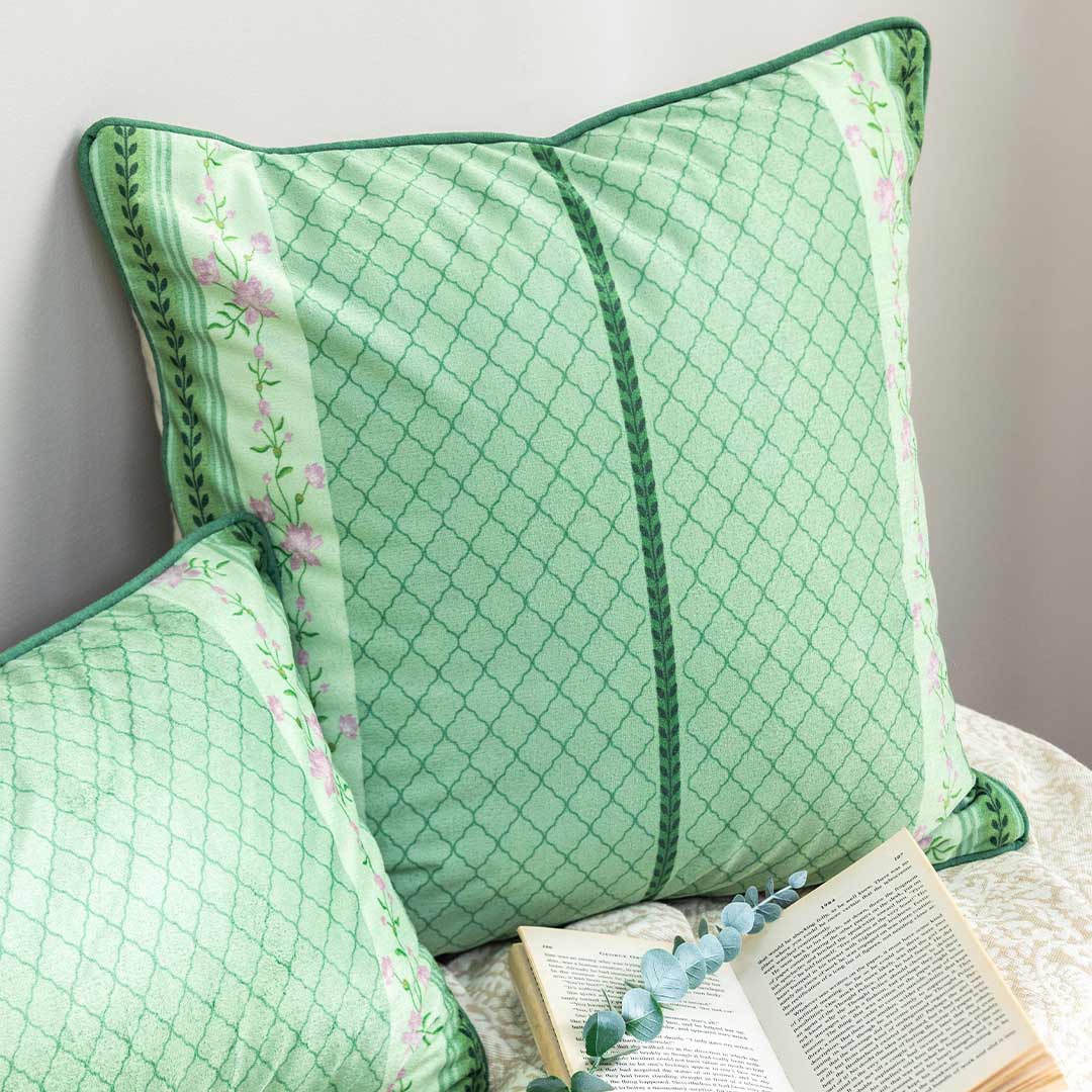 Indigo Mist Digital Printed Cotton Cushion Cover