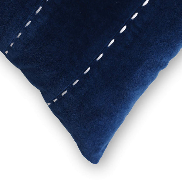 Indigo Kantha rag stitch cushion cover by Abraham and Thakore for Obeetee - detail view