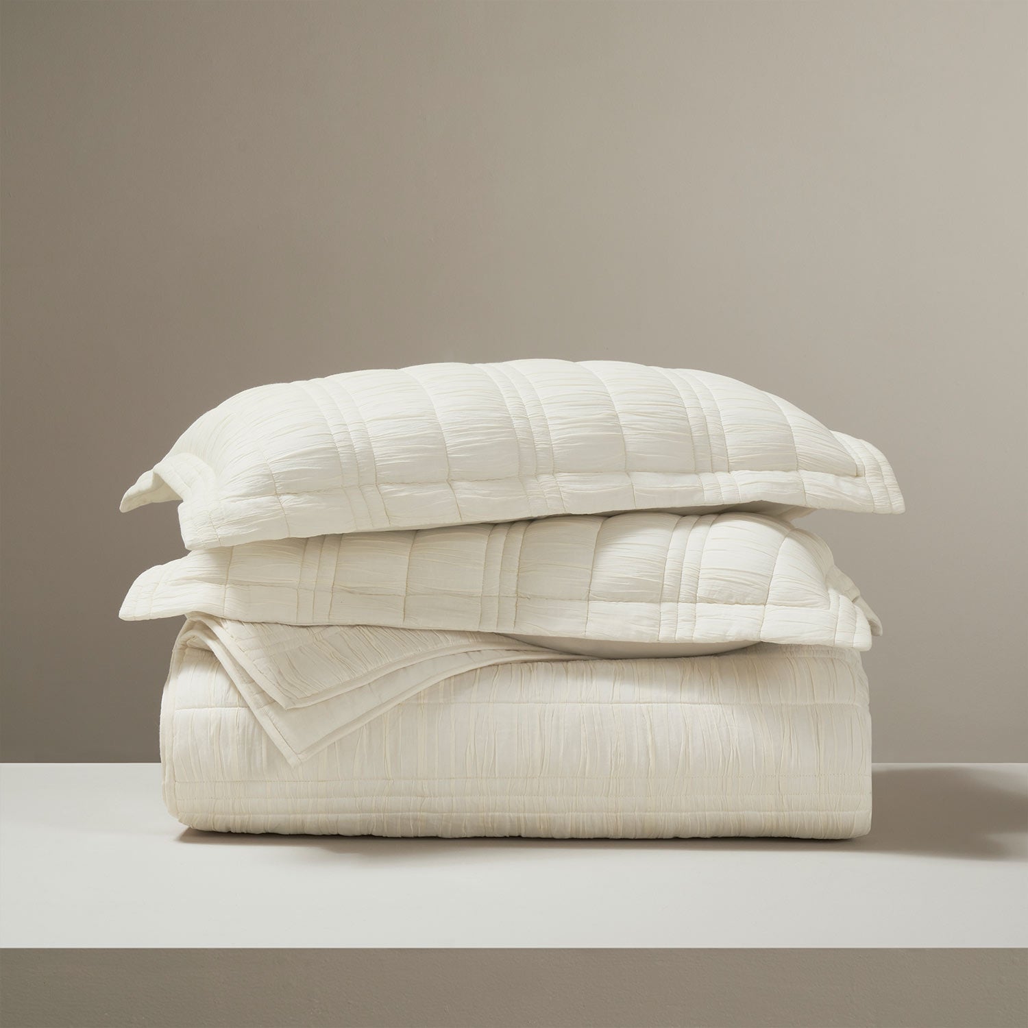 Voile Hand-Ruched Pleated Cotton Bed Cover Set