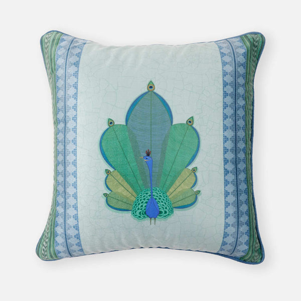 Peahen Digital Printed Cotton Cushion Cover
