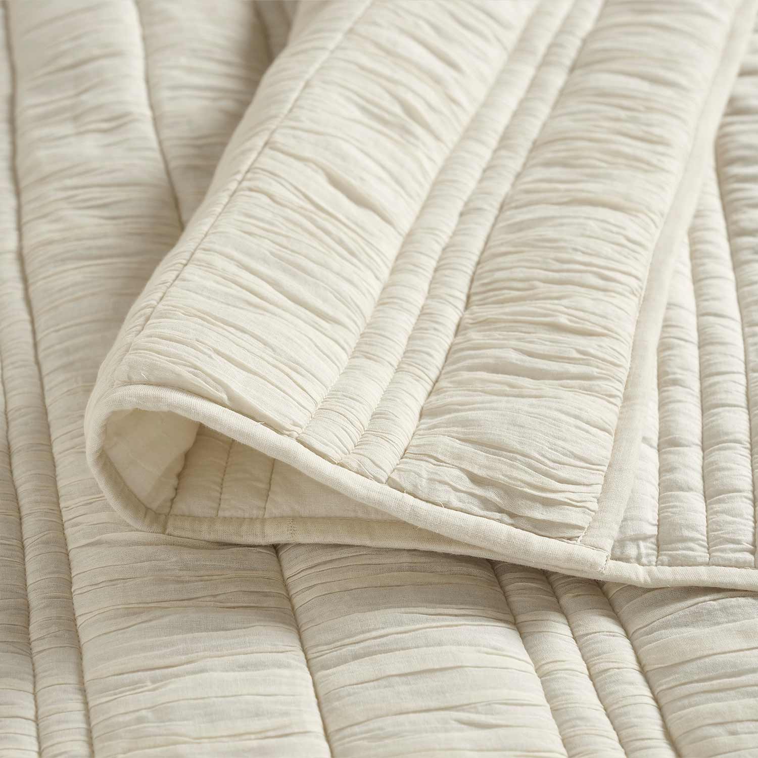 Voile Hand-Ruched Pleated Cotton Bed Cover Set