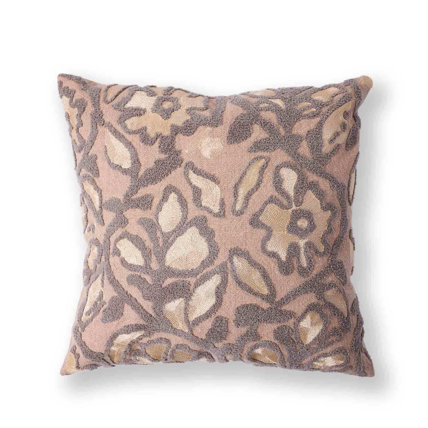 Cotton And Silk Embroidered Pattika Cushion Cover