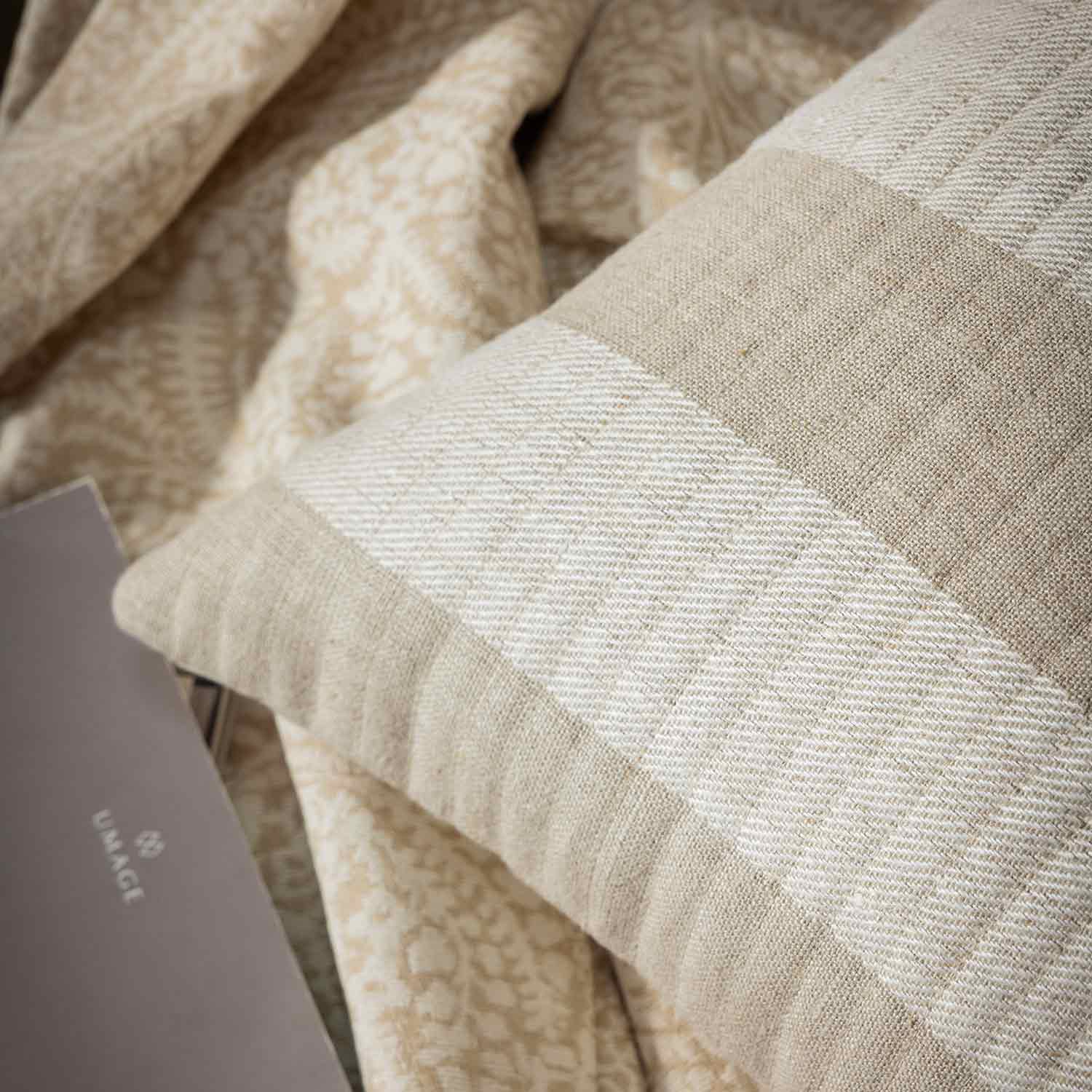 Linen Handloomed quilted Cotena Lumbar Cushion Cover