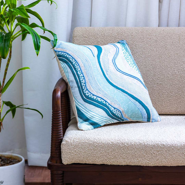 Waves and Whorls cushion cover by Obeetee - full view