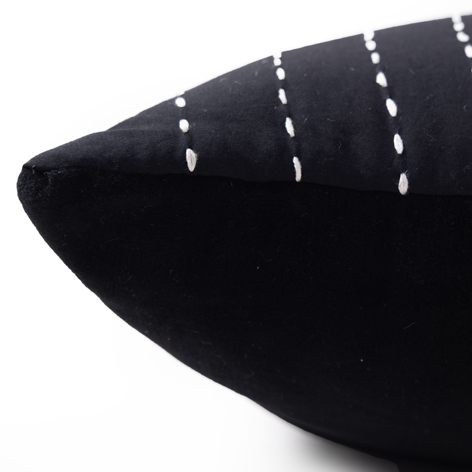 Black Twinkle Kantha Rag Stitch Cushion Cover By Abraham and Thakore