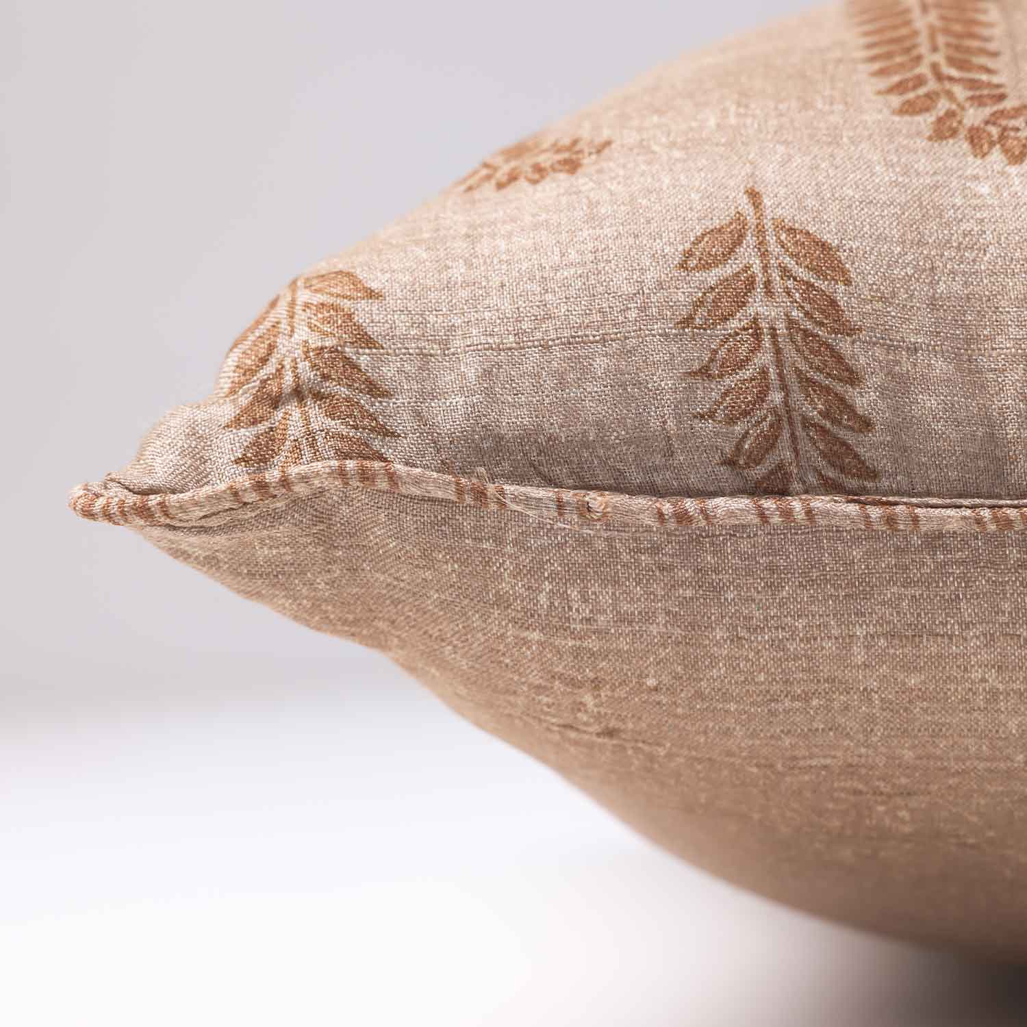 Ashoka Silk block printed and gold embroidery Cushion Cover