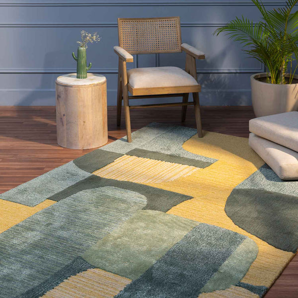 Karim hand tufted wool and viscose rug by Obeetee - full view