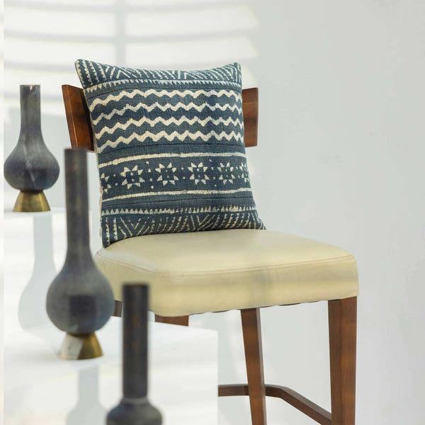 Baali cotton slub Dabu block printed cushion cover by Obeetee - full view