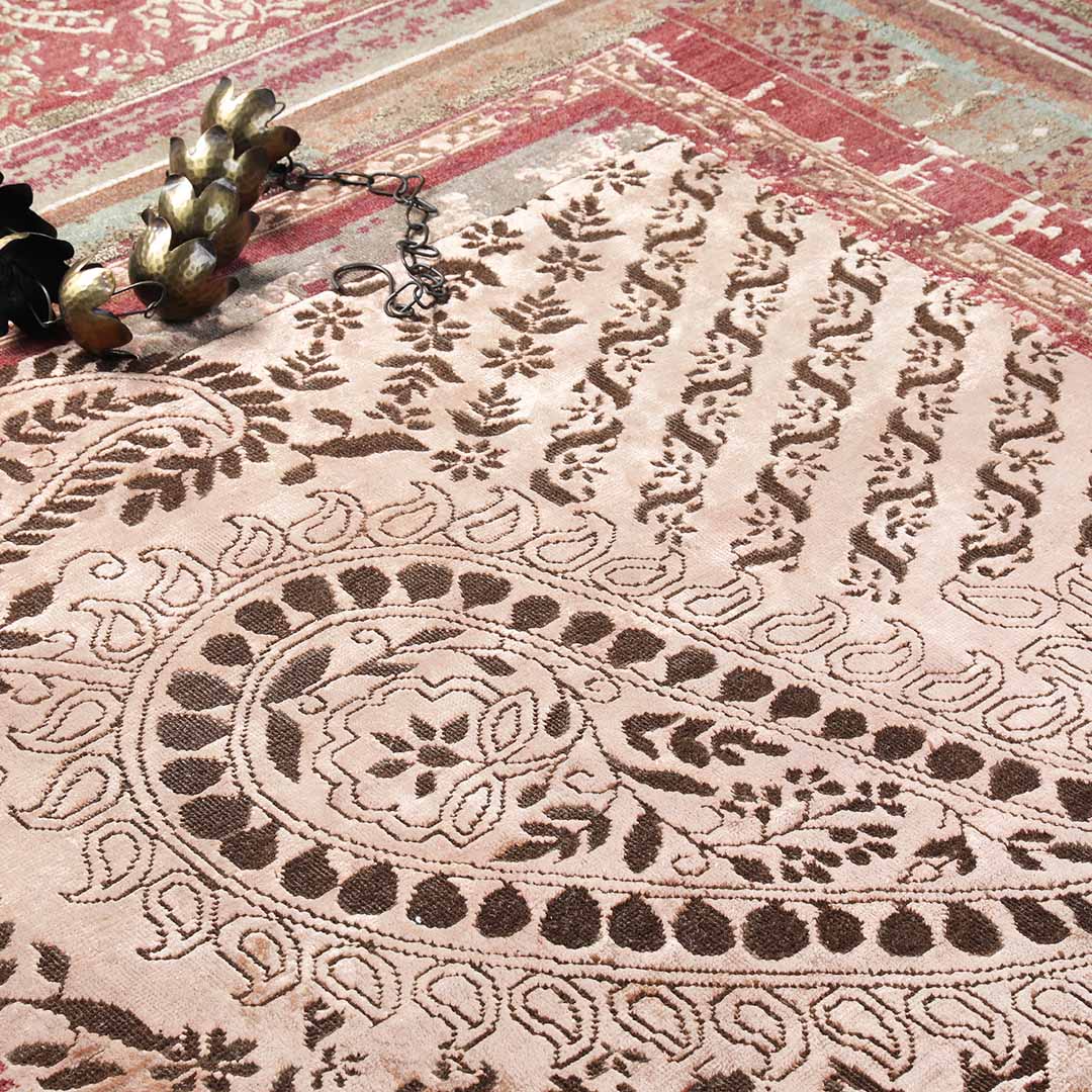 Paisley Panorama Hand Knotted Woollen and Silk Rug By Tarun Tahiliani