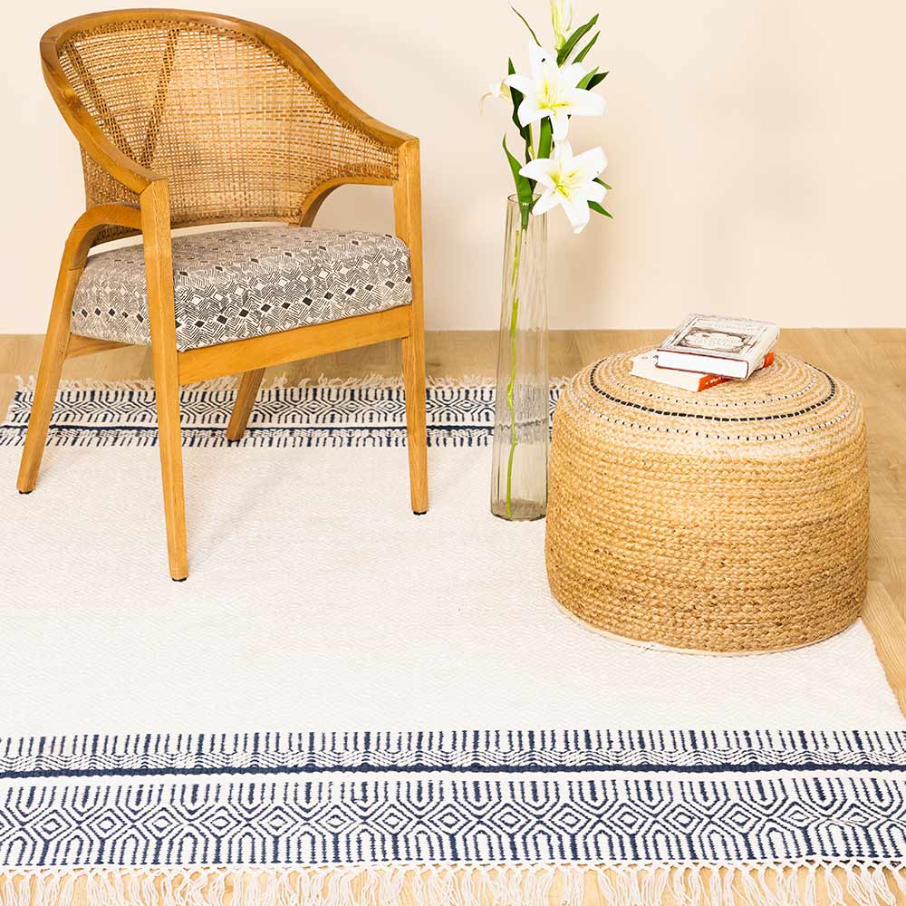 Indigo Hand Loom Recycled Polyester Dhurrie