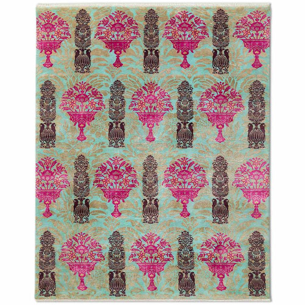 Runnner Hand Knotted Woollen and Silk Rug By Anita Dalmia