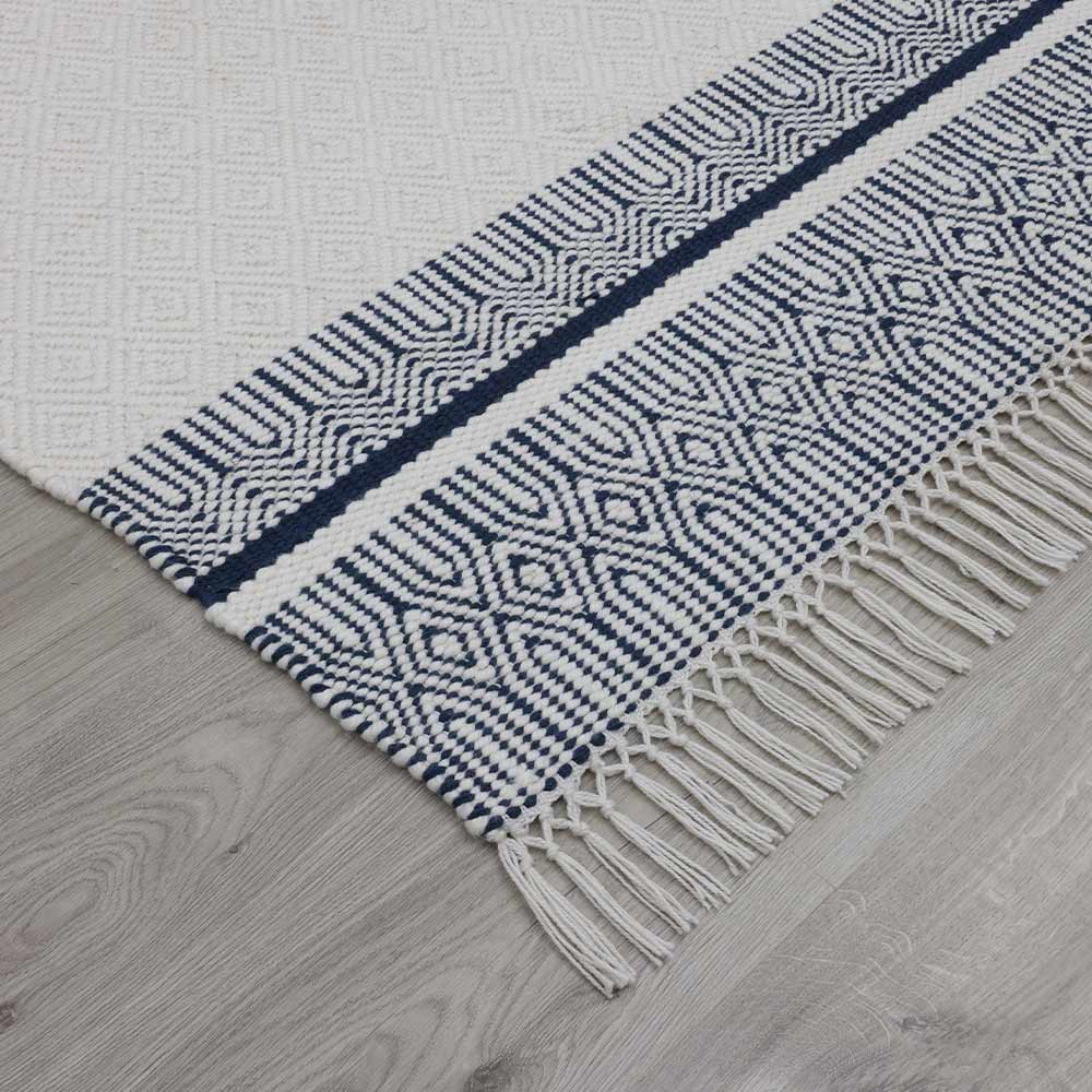 Indigo Hand Loom Recycled Polyester Dhurrie