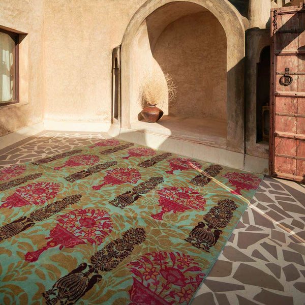 Runnner Hand Knotted Woollen and Silk Rug By Anita Dalmia