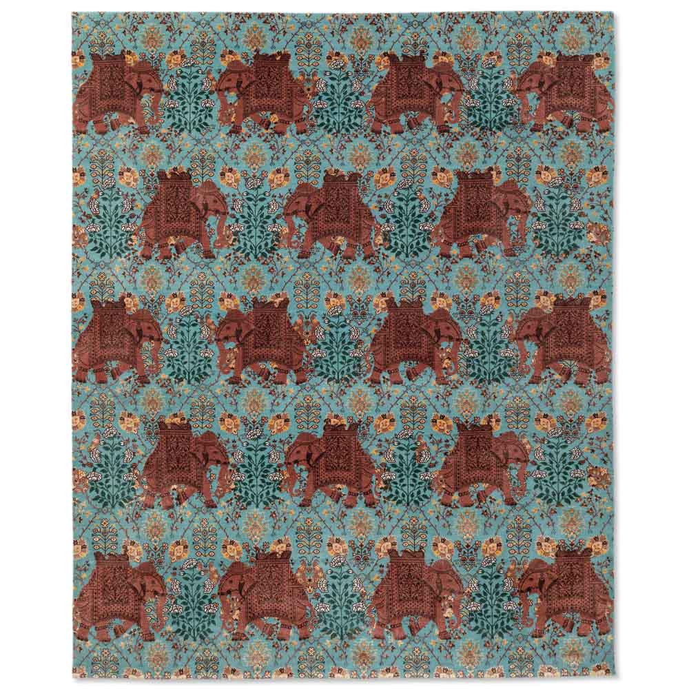 Elephant Flower Knotted Woollen and Viscose Rug By Anita Dalmia