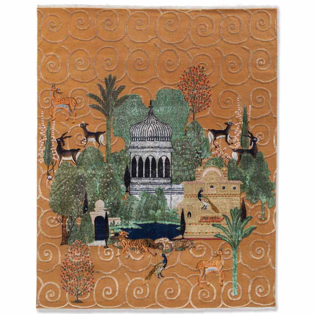 Oasis Hand Knotted Woollen and Silk Rug By Anita Dalmia
