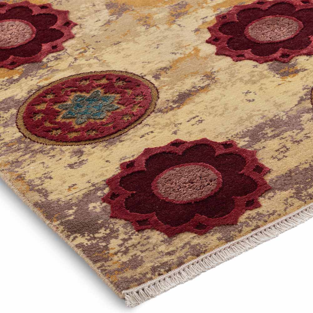 Capre Sepia Hand Knotted Woollen and Viscose Rug By Anita Dalmia