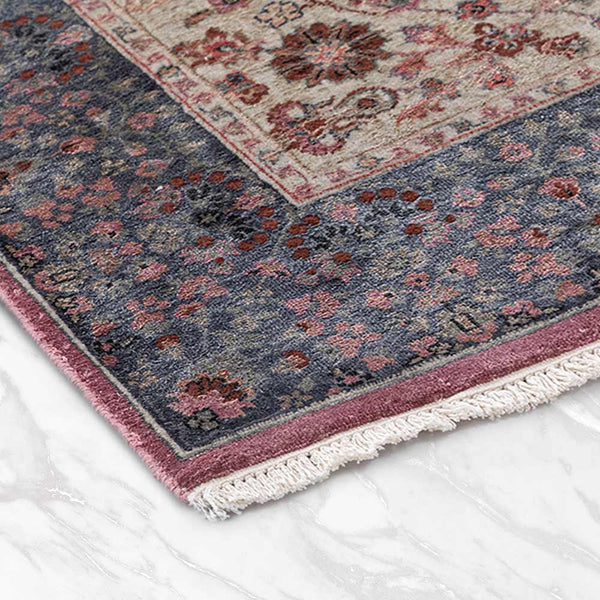 Vasyl Beige Hand Knotted Silk and Woollen Rug By JJ Valaya