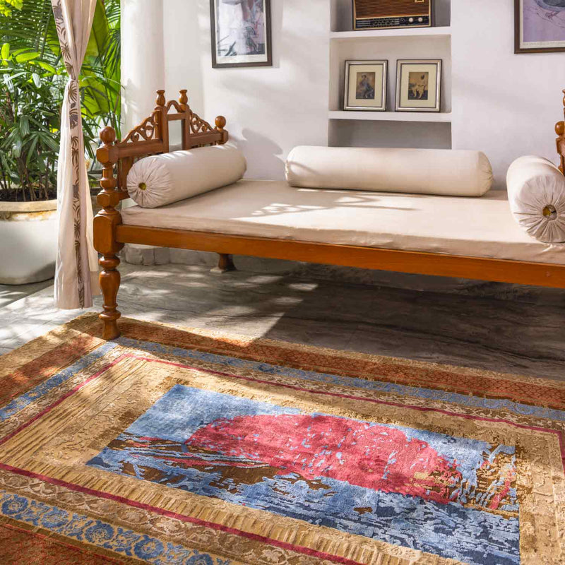 Sunset Surge Hand Knotted Woollen And Silk Rug By Tarun Tahiliani